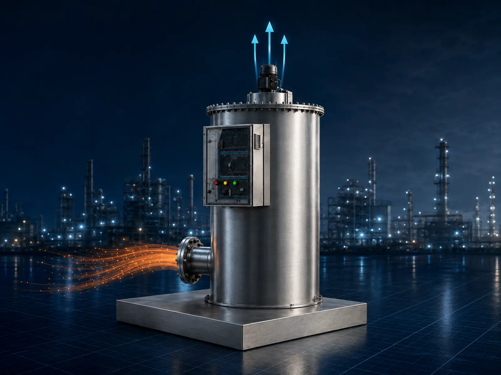 Engineering visualization of the ANBE FCA stainless-steel activated-carbon odor control vessel
